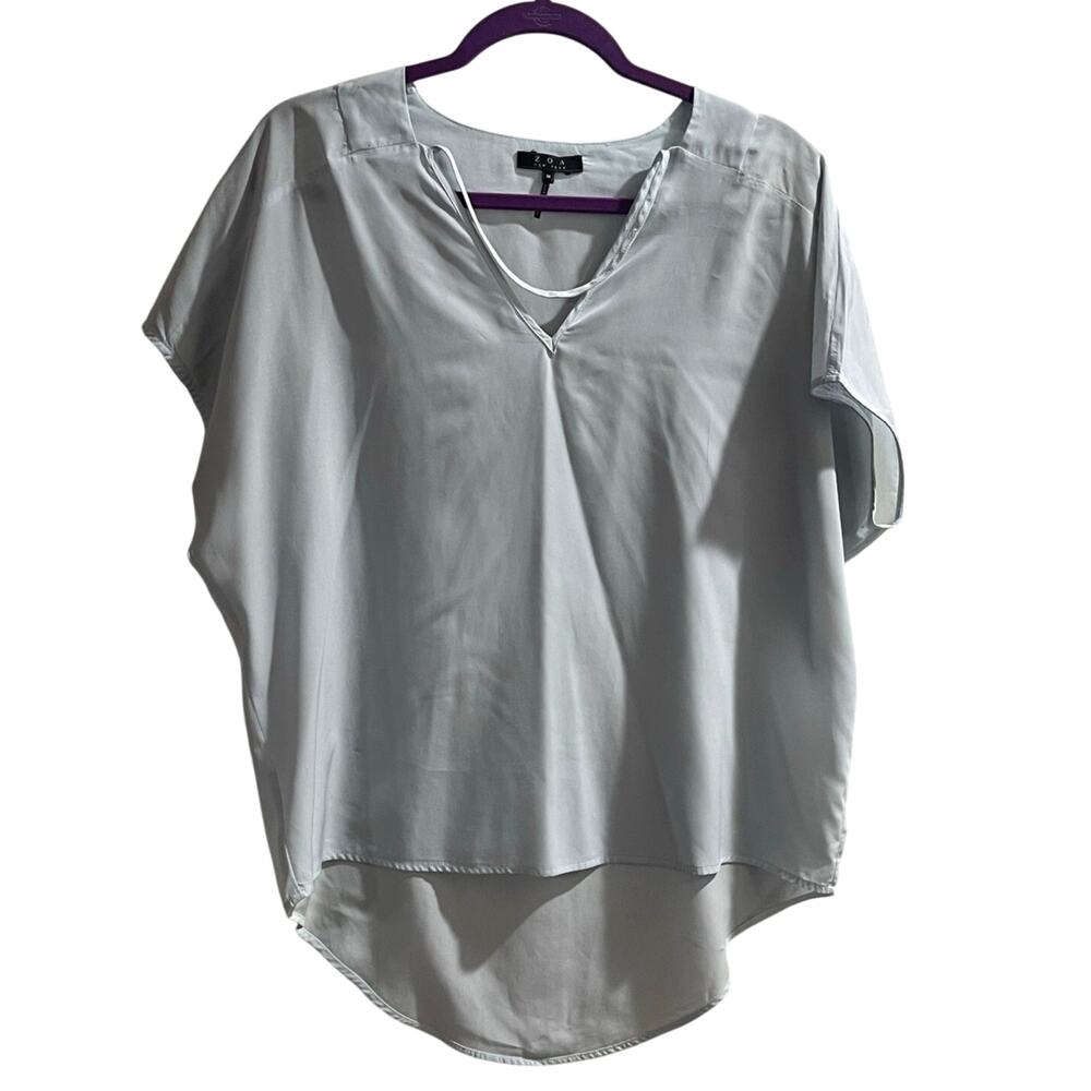 ZOA New York Light Blue V-Neck Blouse - EUC M